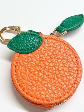 Orange Leather Fruit Key Coin Case NWT